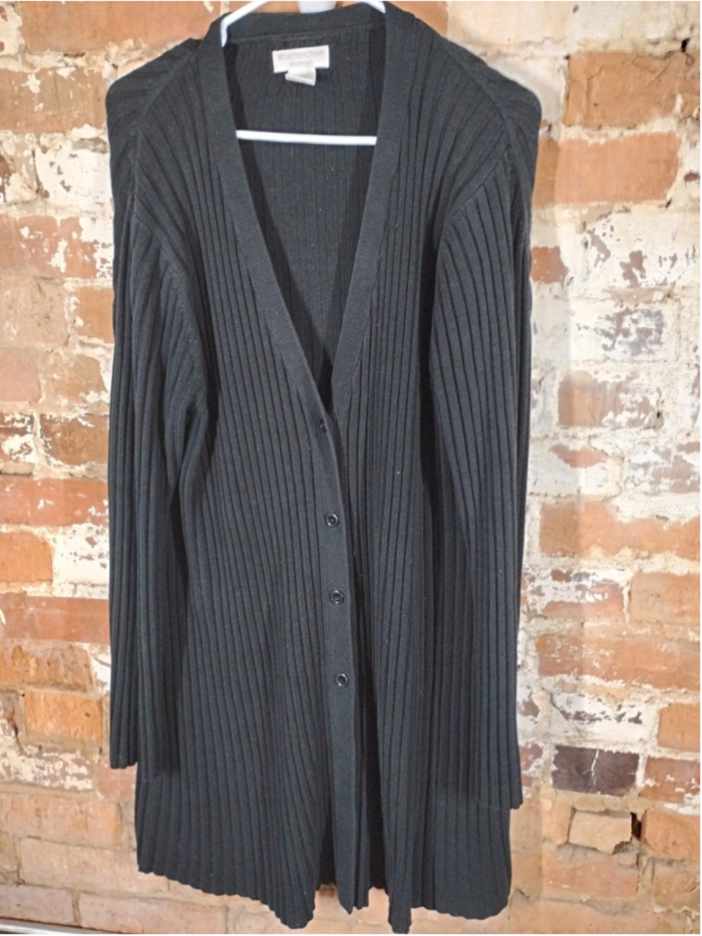 Worthington Essentials Women's Cardigan Large Black Button Front Long Sleeve